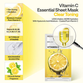 Close-up of MEDIHEAL Vitamin C Essential Face Sheet Mask texture