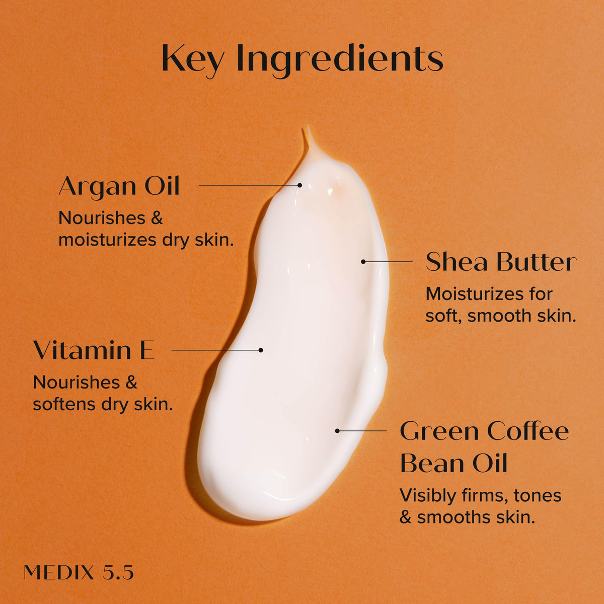 Close-up of Medix 5.5 Vitamin C Cream ingredients