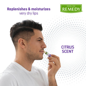 Close-up of Medline Remedy Clinical Lip Balm showing texture