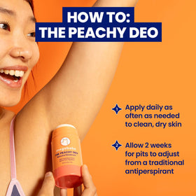 Close-up of Megababe Peachy Deo stick revealing texture