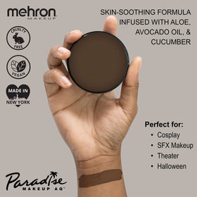 Close-up of Mehron Makeup Paradise AQ Dark Brown paint texture
