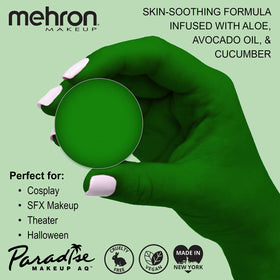 Close-up of Mehron Makeup Paradise AQ Green paint texture