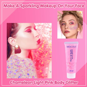 Close-up of MEICOLY Chameleon Body Glitter Gel showing texture