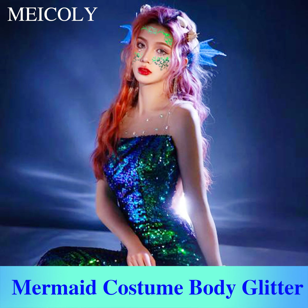 Close-up of MEICOLY Chameleon Green Glitter in tube