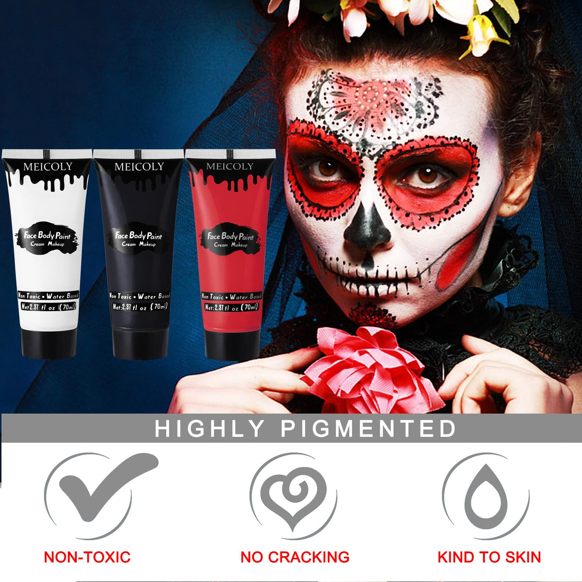 Close-up of MEICOLY red face paint stick