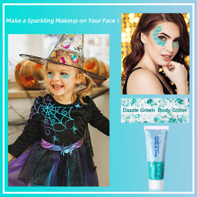 Close-up of MEICOLY Teal Body Glitter Gel texture