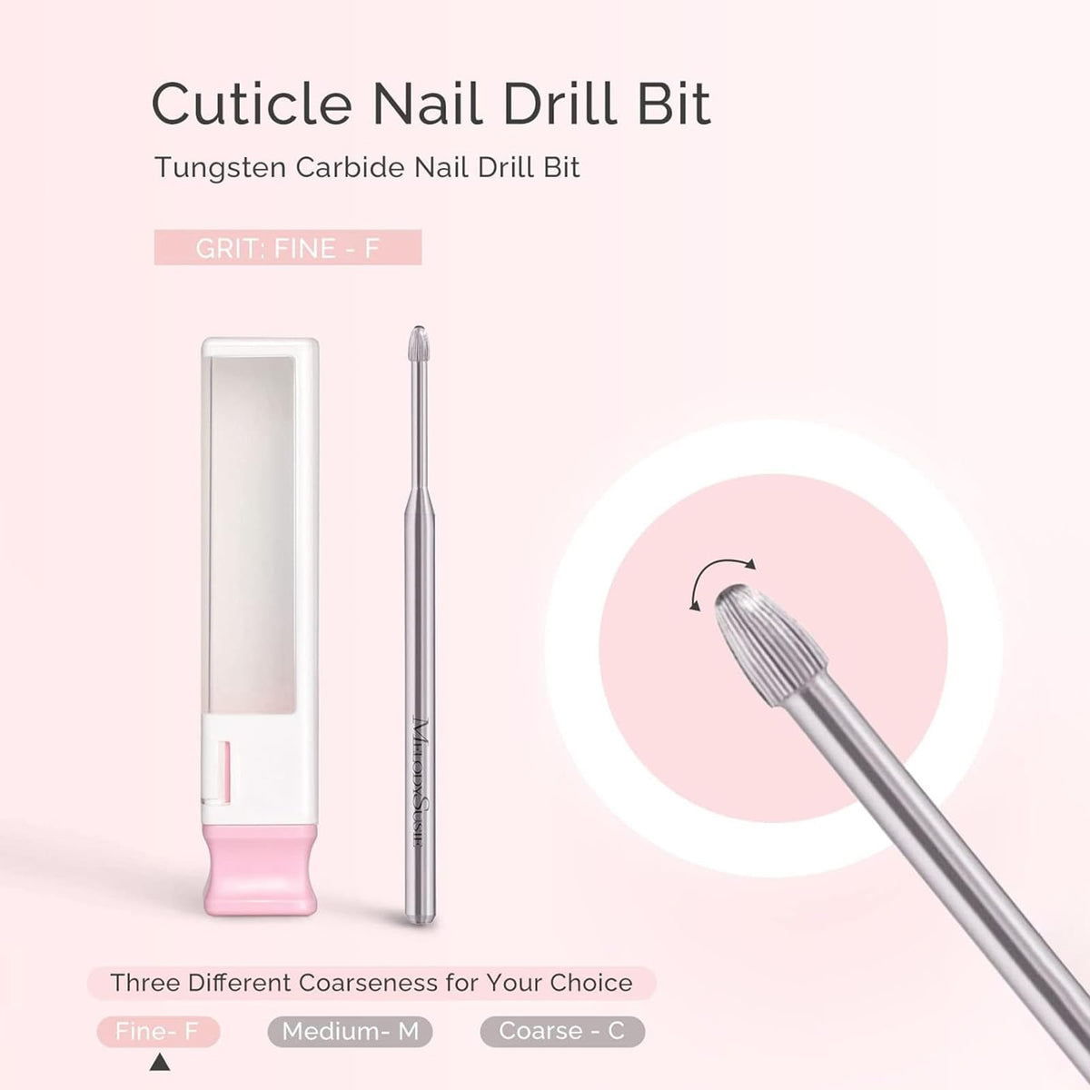 Close-up of MelodySusie Cuticle Cleaner Nail Drill Bit 3/32'' fine grit