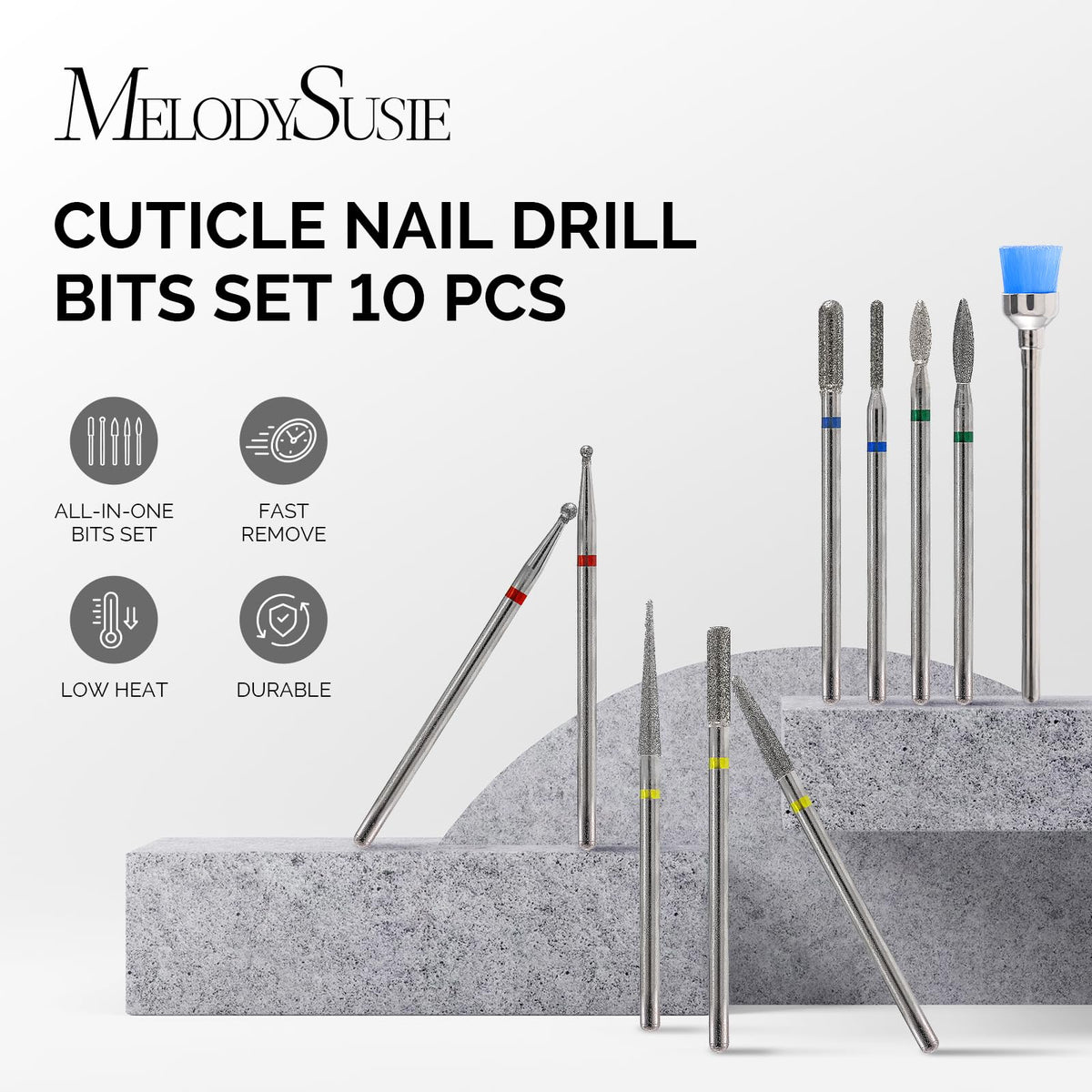 Close-up of MelodySusie diamond nail drill bits