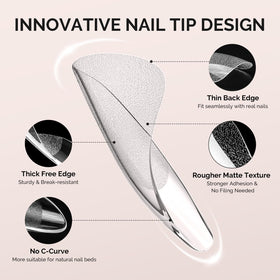 Close-up of MelodySusie Long Almond Stiletto Nail Tips half-matte finish