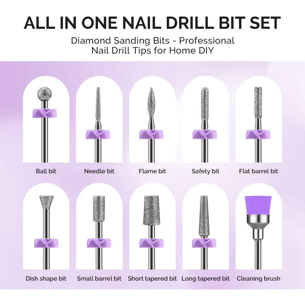 Close-up of MelodySusie nail drill bits in a compact storage box
