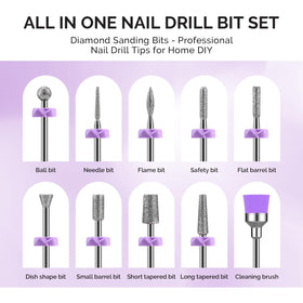 Close-up of MelodySusie nail drill bits in a compact storage box
