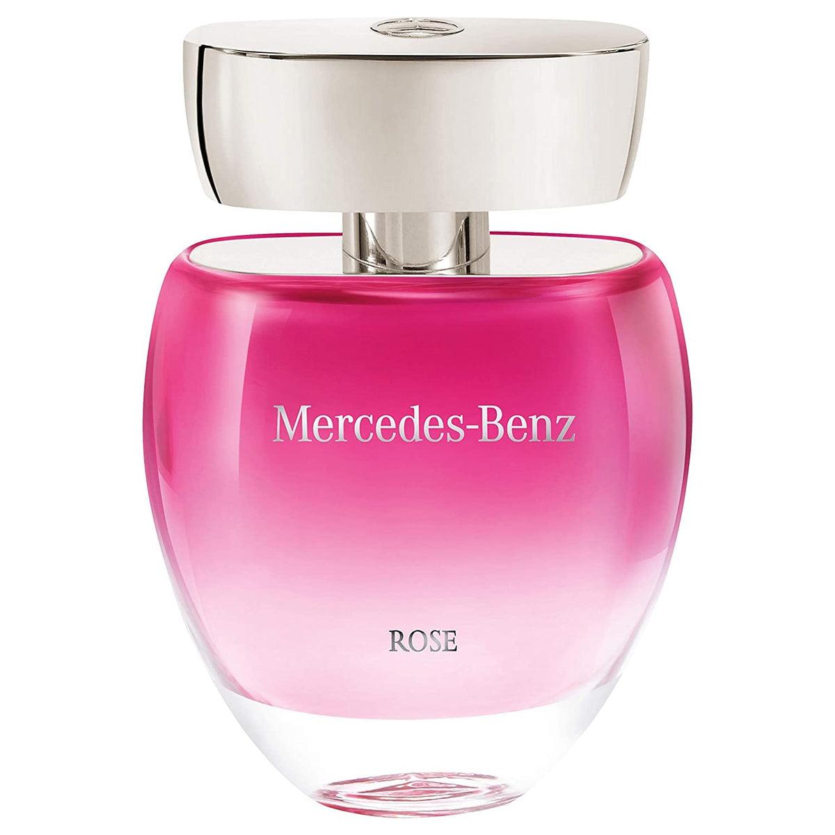 Close-up of Mercedes Benz Rose Eau De Toilette cap featuring three-pointed star