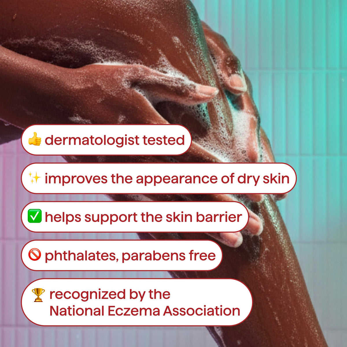 Close-up of Method body wash pump and texture