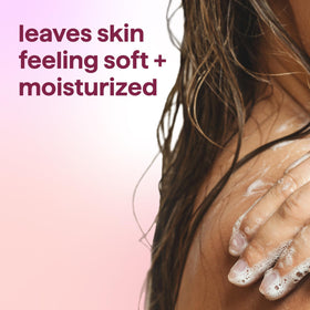 Close-up of Method Body Wash Pure Peace bottle with rose water
