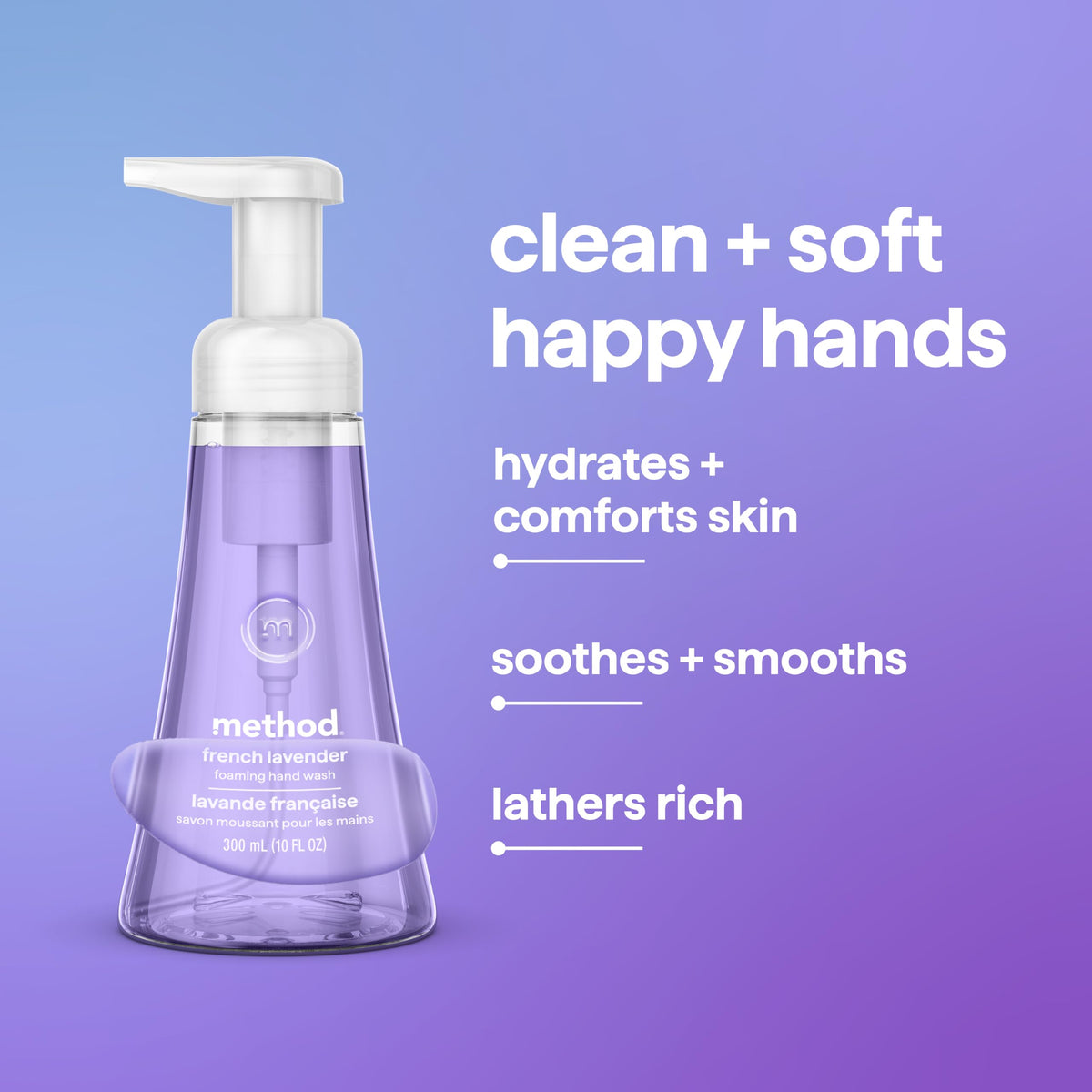 Close-up of Method Foaming Hand Wash French Lavender pump