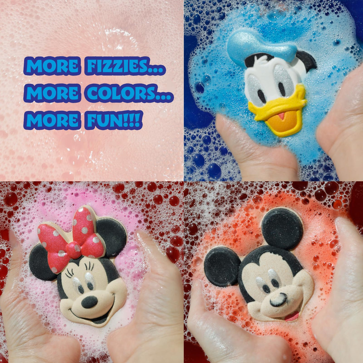 Close-up of Mickey-shaped bath bomb with vibrant colour