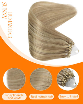 Close-up of micro beads on Sunny Hair extensions