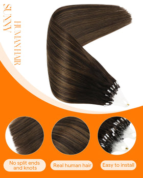 Close-up of micro link attachment of Sunny Hair extensions