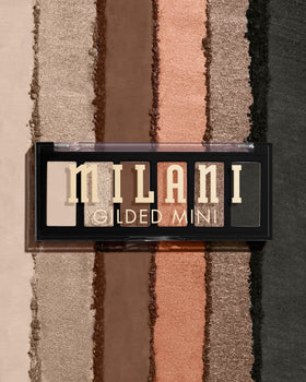 Close-up of Milani Gilded Mini Eyeshadow Palette showing matte and shimmer finishes