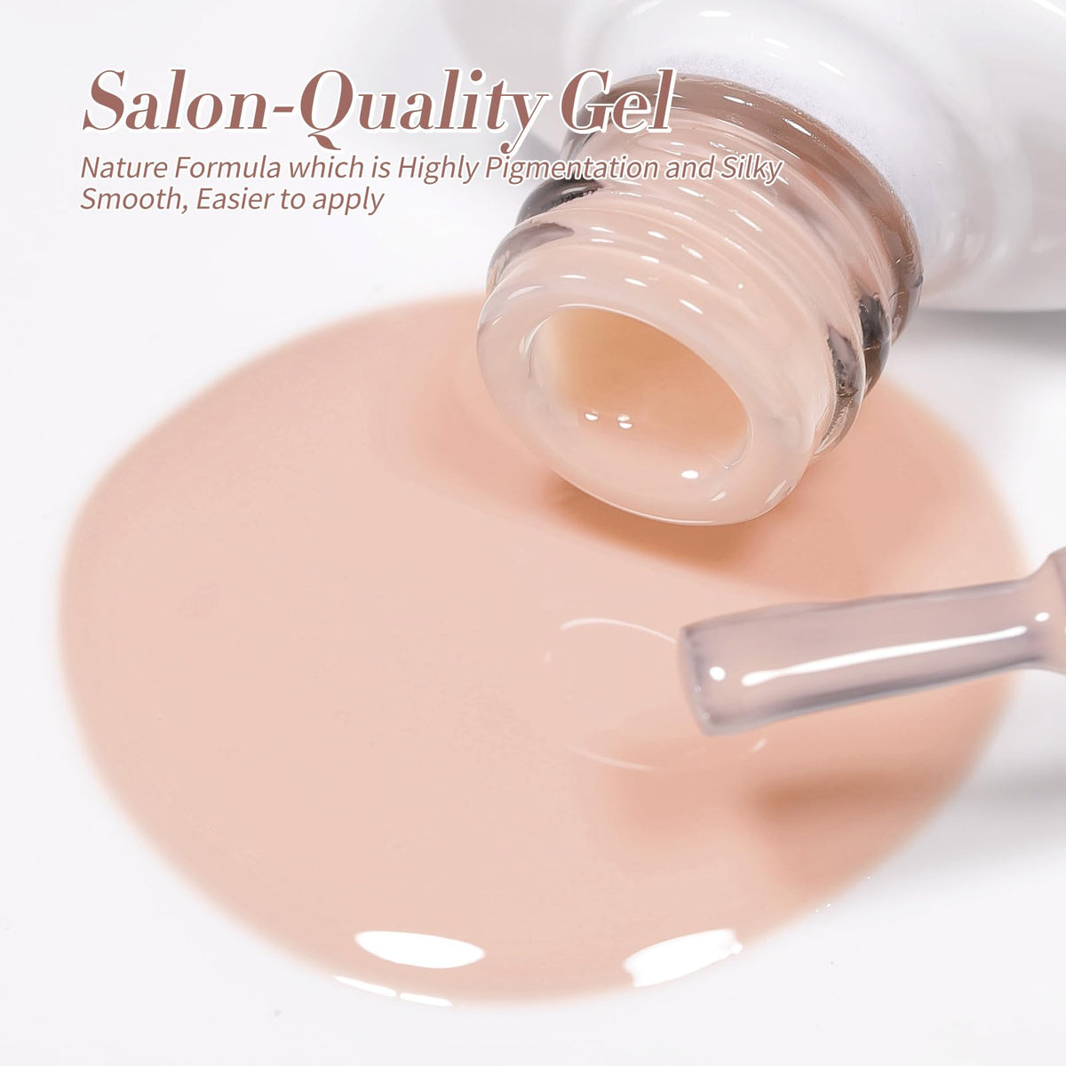 Close-up of milk tea nude gel polish from Born Pretty