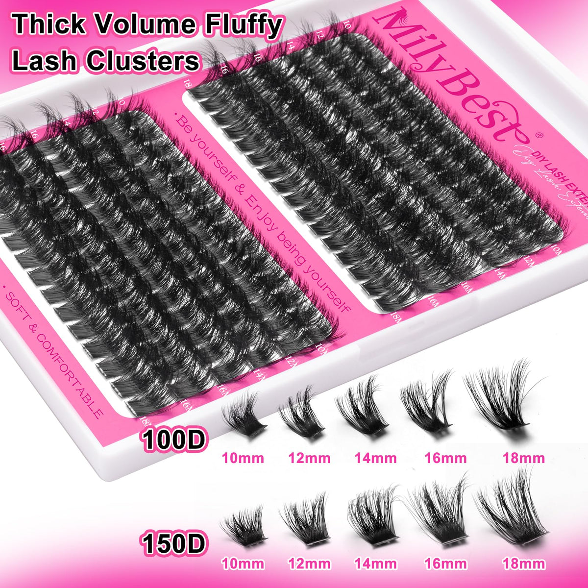 Close-up of MilyBest Fluffy Lash Clusters demonstrating D-curl