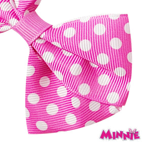 Close-up of Minnie Mouse bow with alligator clip
