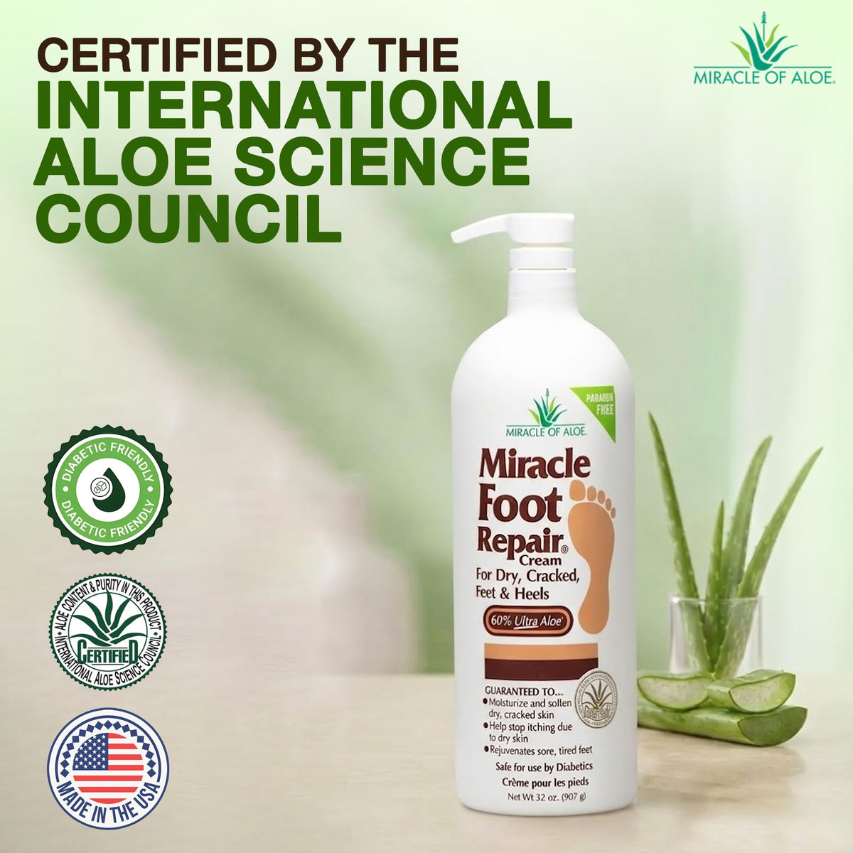 Close-up of Miracle of Aloe Foot Repair Cream texture on skin