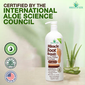 Close-up of Miracle of Aloe Foot Repair Cream texture on skin