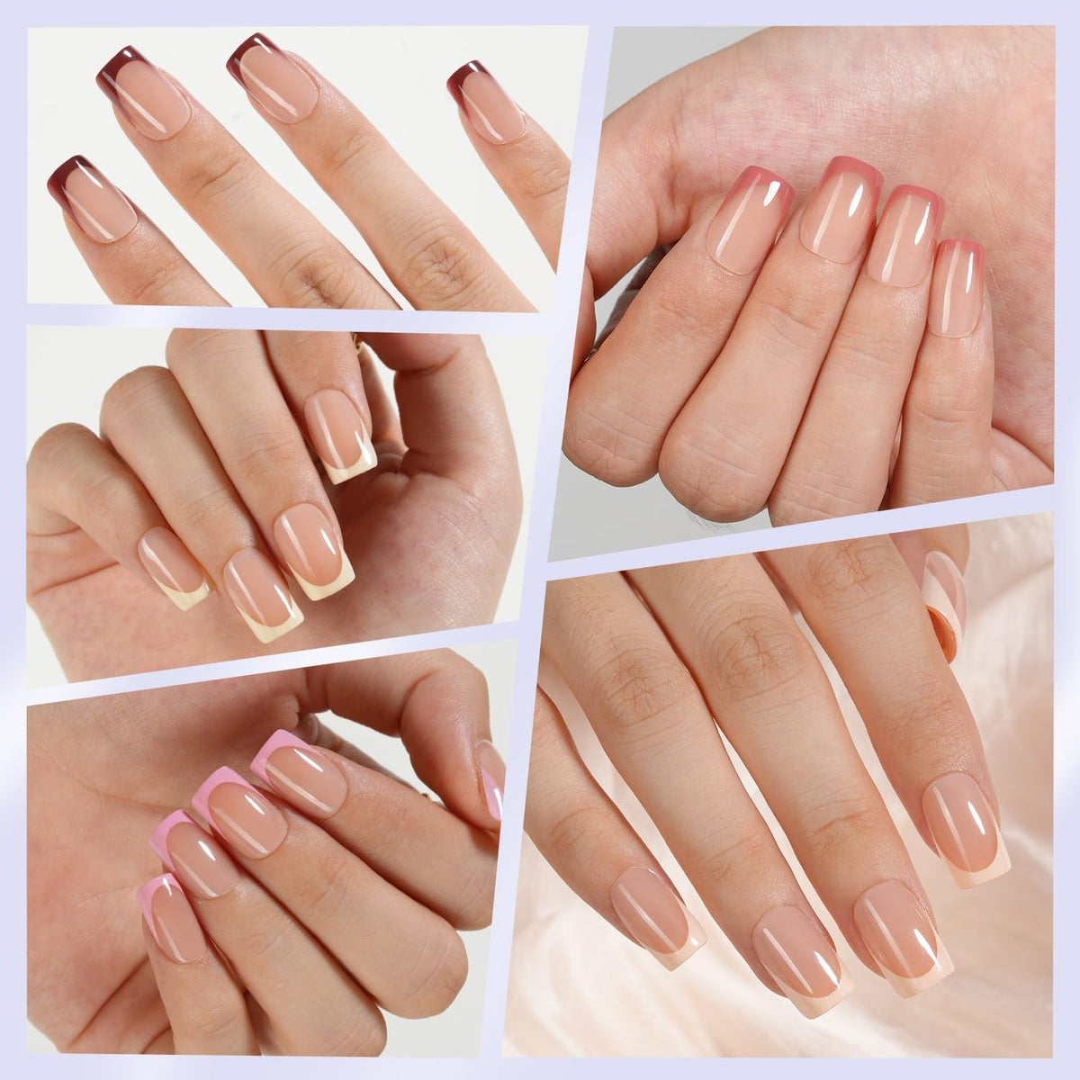 Close-up of Misssix French Tip Press On Nails showing inner matte texture