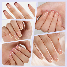 Close-up of Misssix French Tip Press On Nails showing inner matte texture