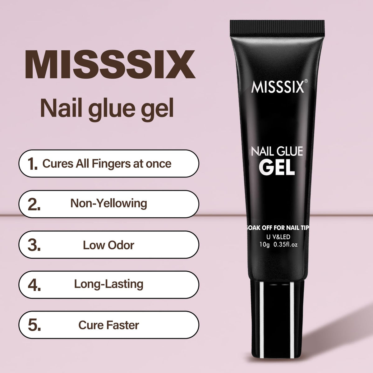 Close-up of Misssix Short Coffin Nail Tips in various sizes