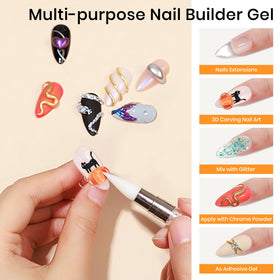 Close-up of MIZHSE 3D Sculpting Gel Nail Art Set chrome nail powder