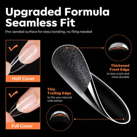 Close-up of modelones almond nail tips in various sizes