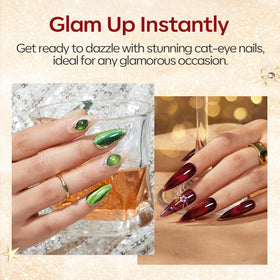 Close-up of modelones Cat Eye gel polish in red