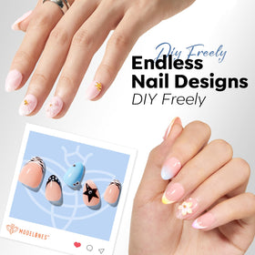 Close-up of Modelones Extra Short Almond Nail Tips showing half matte texture