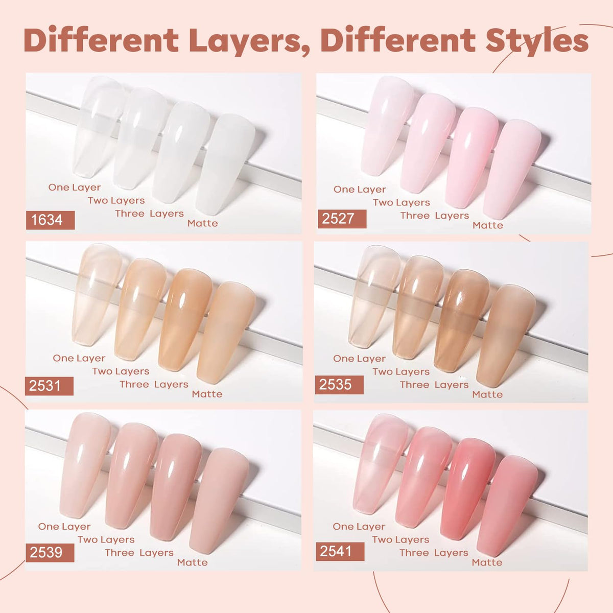 Close-up of modelones jelly gel polish in elegant pink shades
