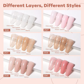 Close-up of modelones jelly gel polish in elegant pink shades