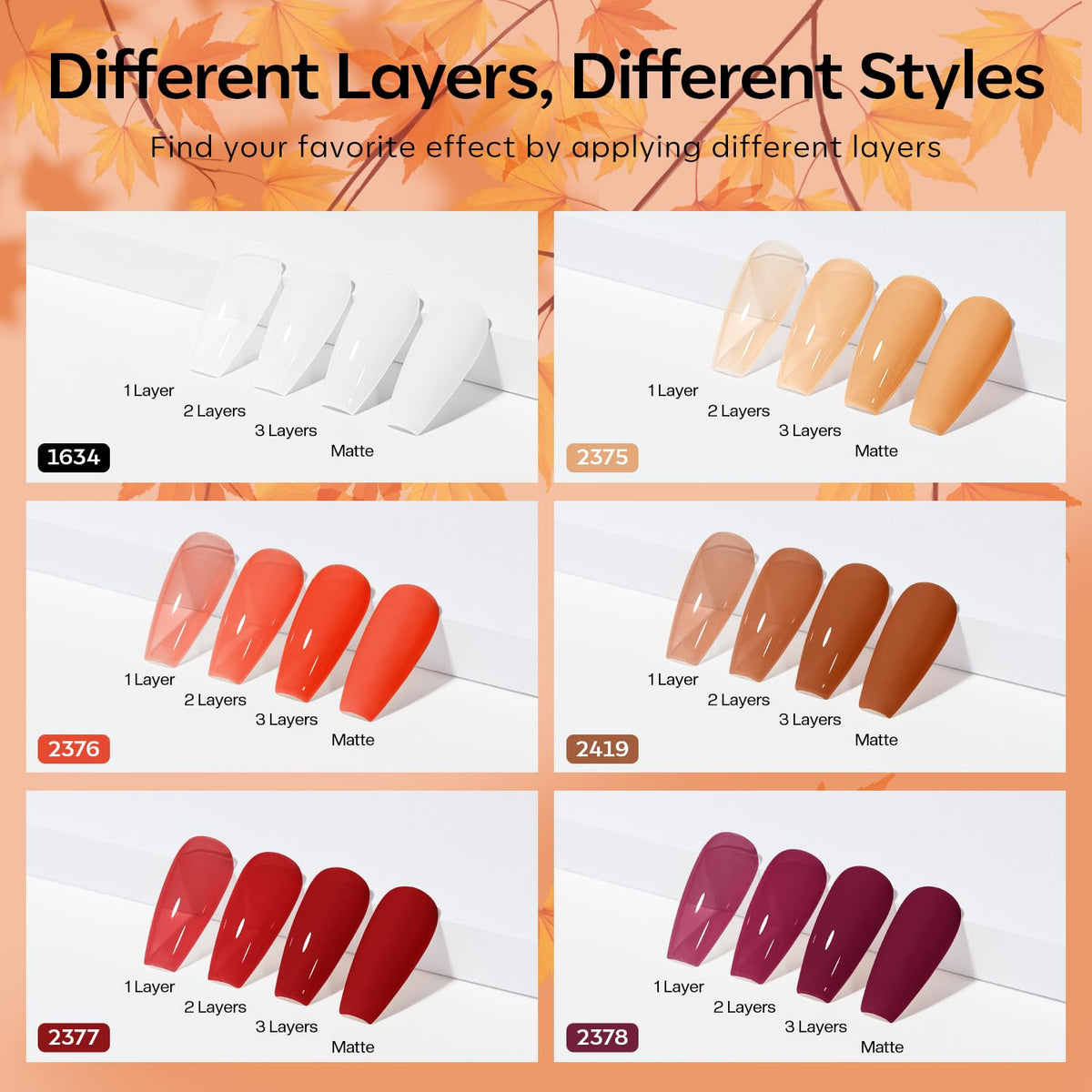 Close-up of modelones jelly gel polish in translucent shades