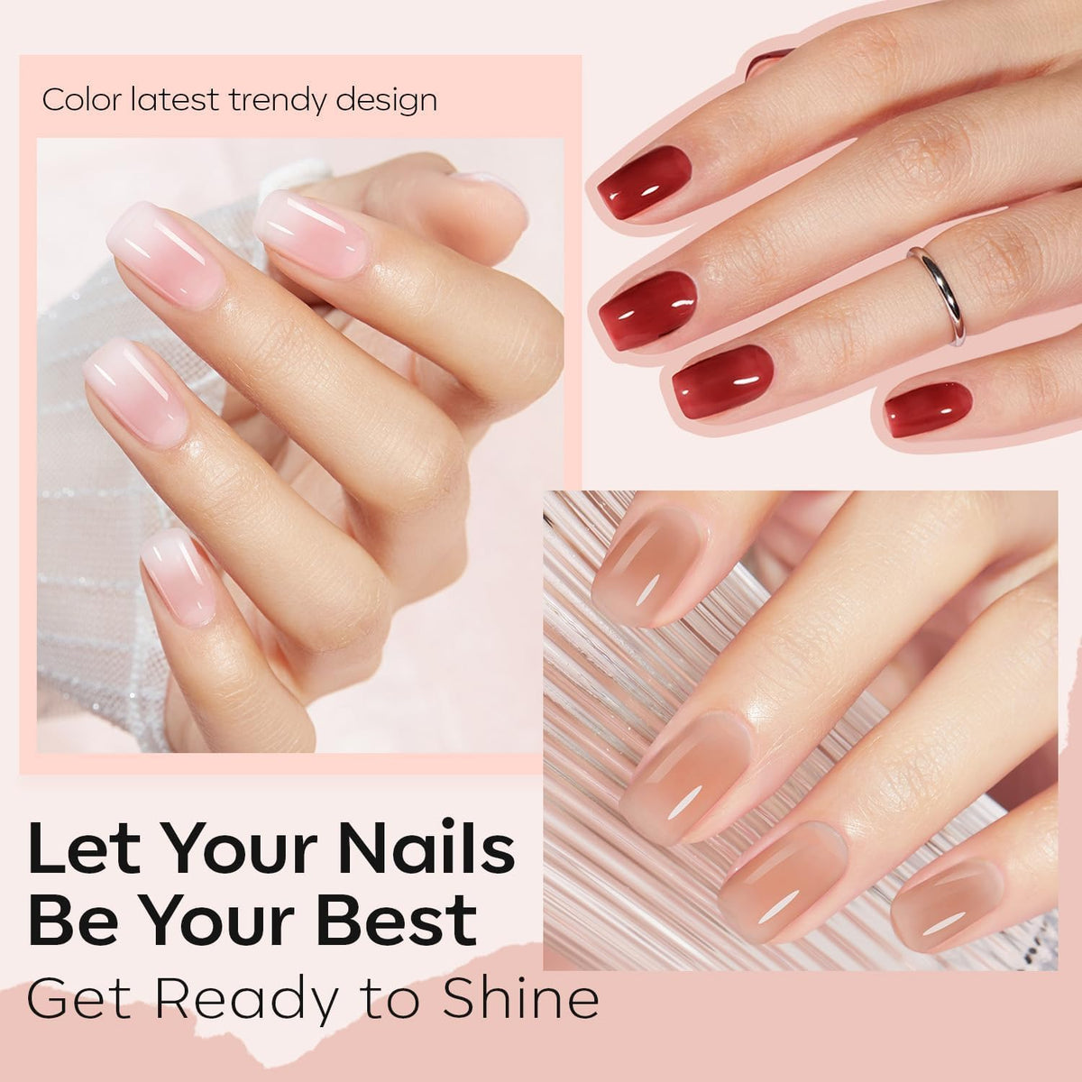 Close-up of modelones Jelly Nail Polish in nude pink shade