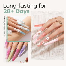 Close-up of Modelones Long Square Nail Tips showing half matte texture