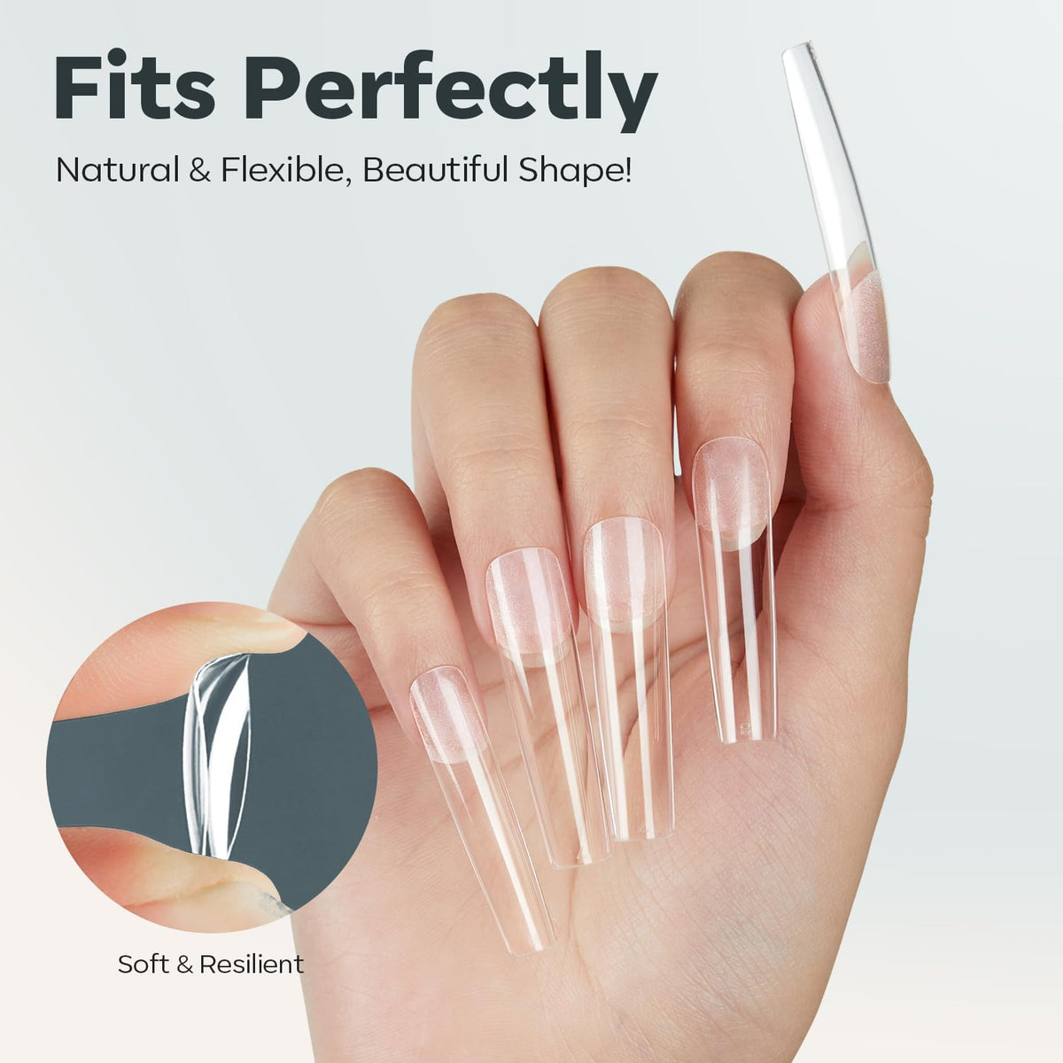 Close-up of Modelones Long Square Nail Tips texture