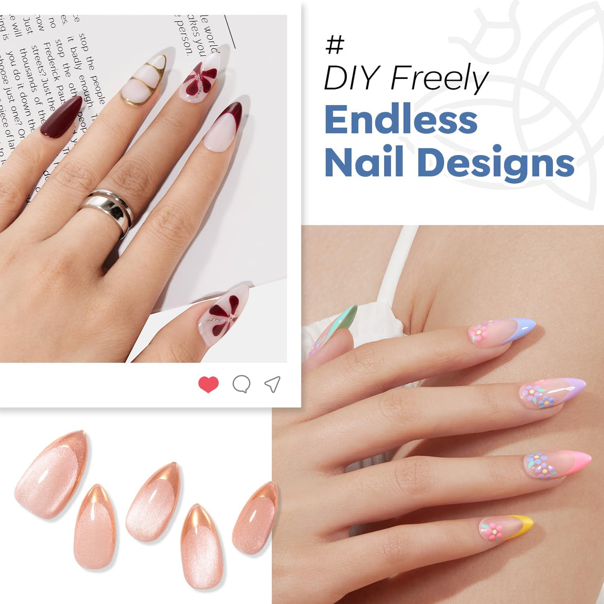 Close-up of Modelones Medium Almond Nail Tips showing size variety