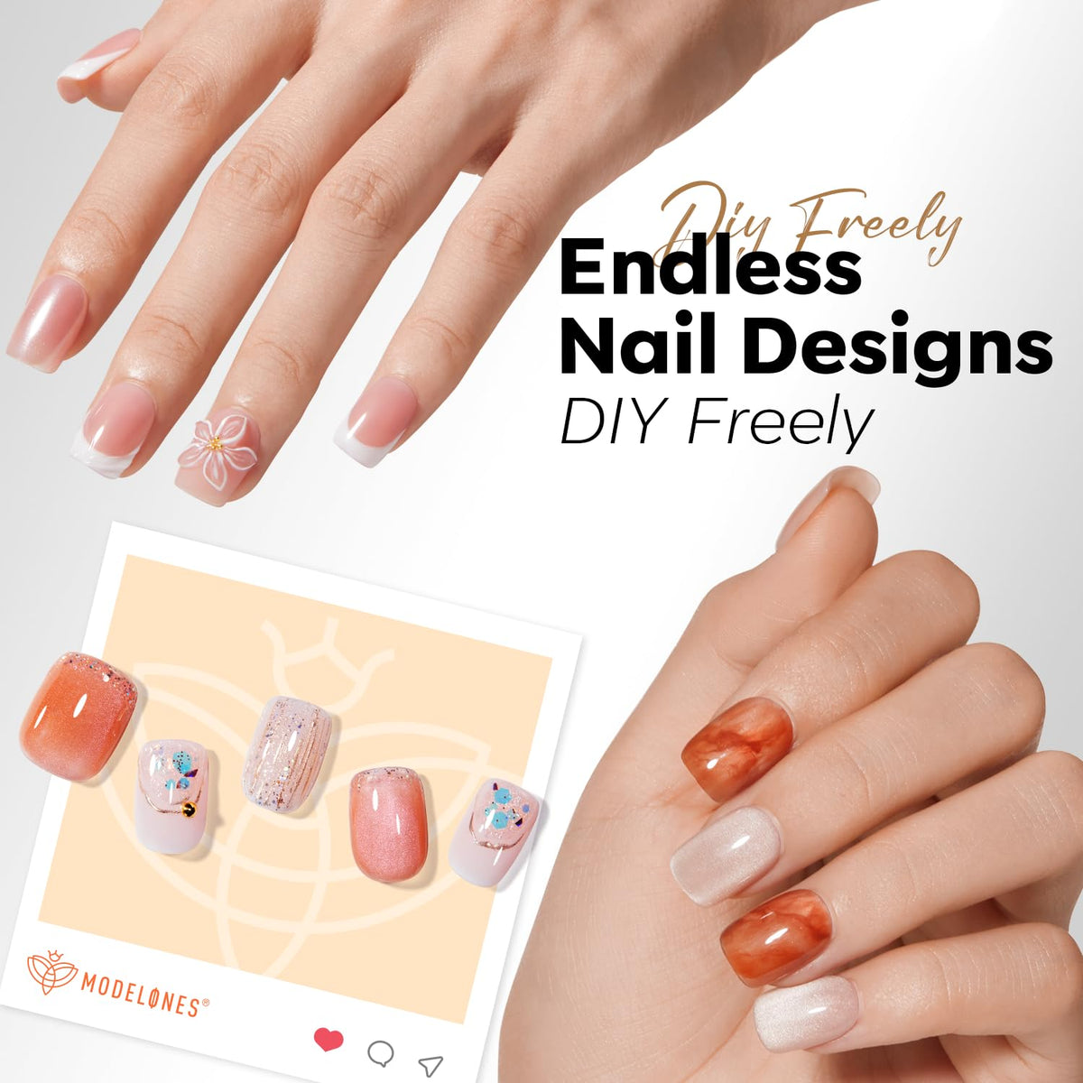 Close-up of Modelones nail tips showing half-matte texture