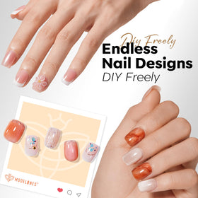 Close-up of Modelones nail tips showing half-matte texture