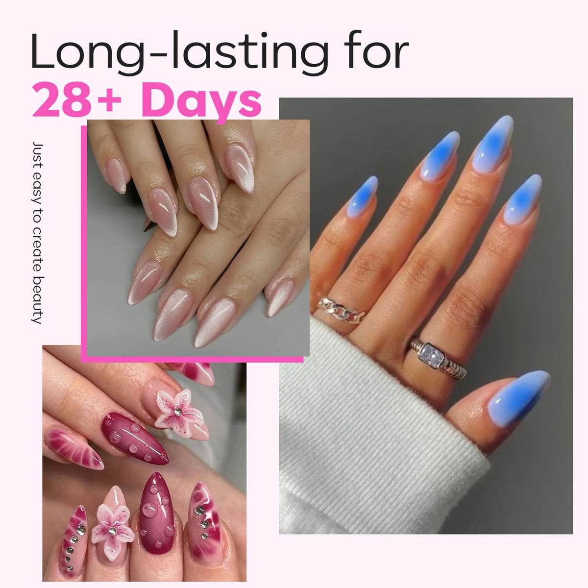 Close-up of Modelones nail tips showing half matte texture