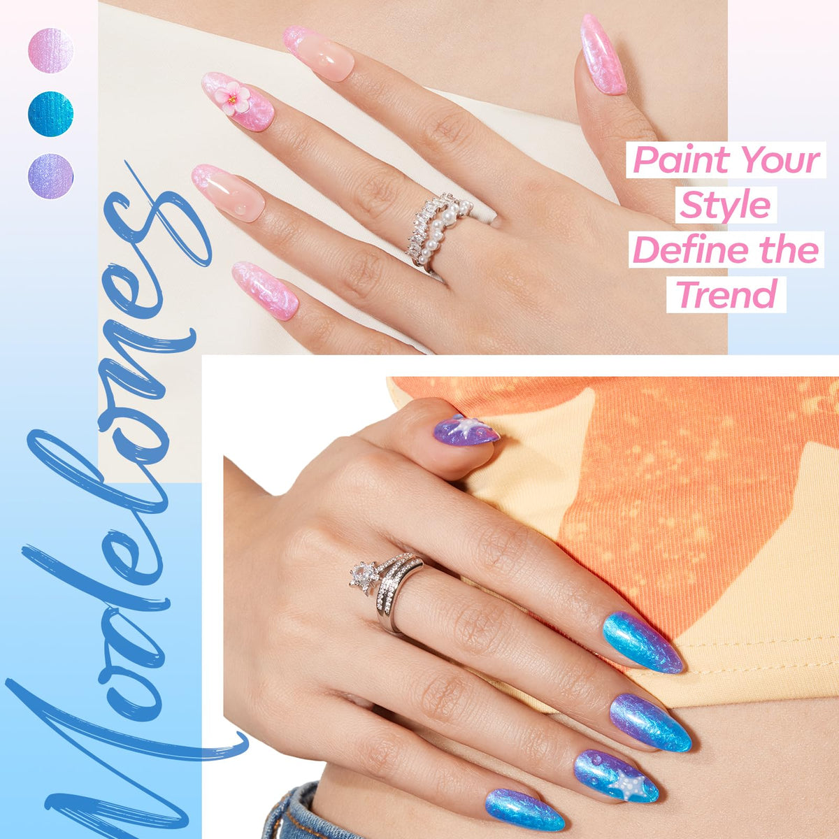 close-up of modelones Pearl Gel Nail Polish in blue shade