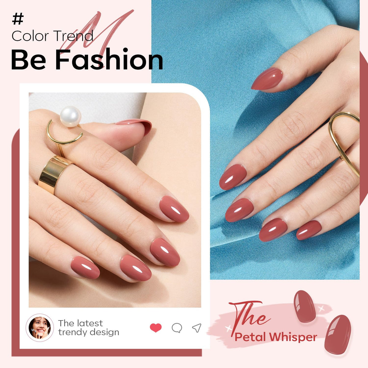 Close-up of modelones Pink Short Press on Nails showing different sizes