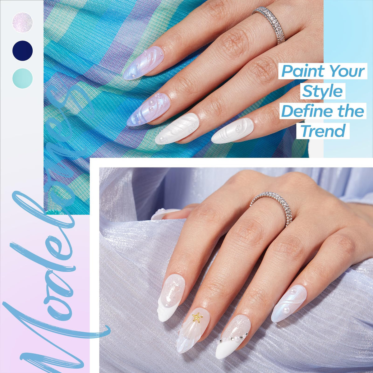 Close-up of modelones white cat eye gel polish from the set
