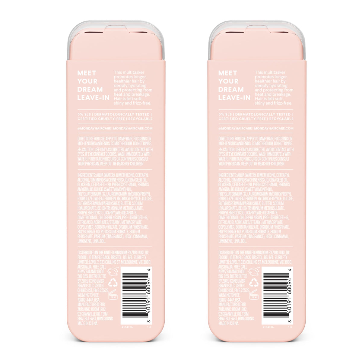 Close-up of MONDAY HAIRCARE Moisture Leave-in Conditioner bottle