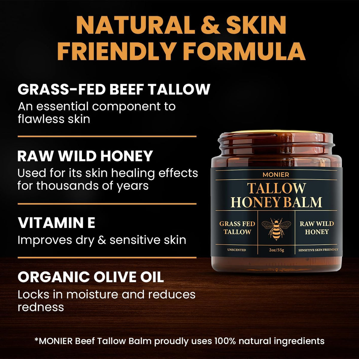Close-up of MONIER Beef Tallow and Honey Balm texture